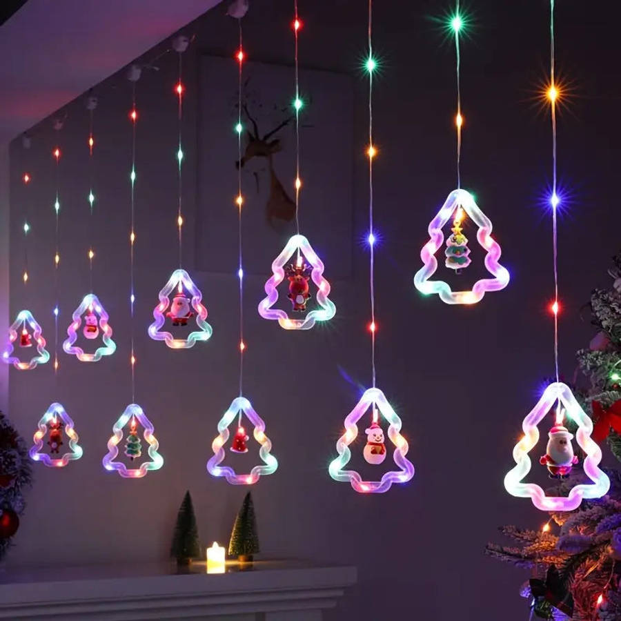 FestivaGlow Christmas Curtain String Lights  3M, 120 LEDs, USB Powered, Remote Controlled