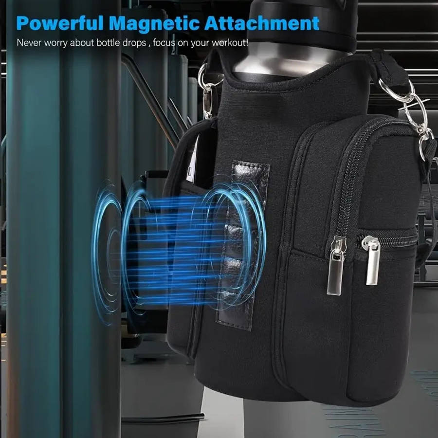 Magnetic Water Bottle Gym Sleeve - Black