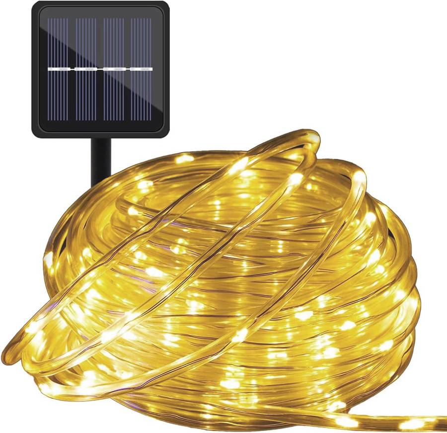 Solar Outdoor PVC Tube String Light -  200 LEDs, Copper Wire, IP65 Waterproof - Multicolor / 10m