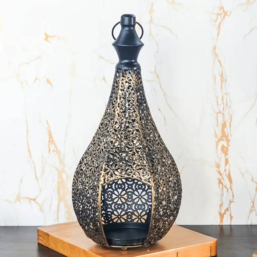 KasbahGlow Moroccan Metal Lantern Candle Holder-Silver