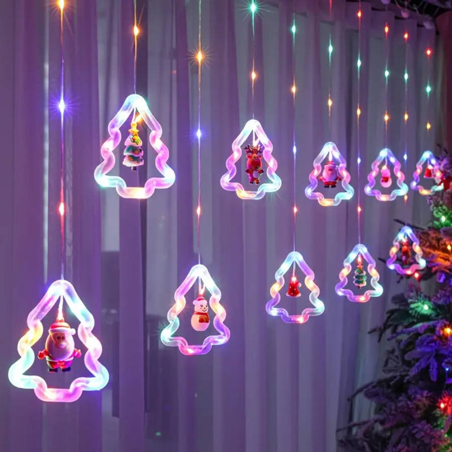 FestivaGlow Christmas Curtain String Lights  3M, 120 LEDs, USB Powered, Remote Controlled