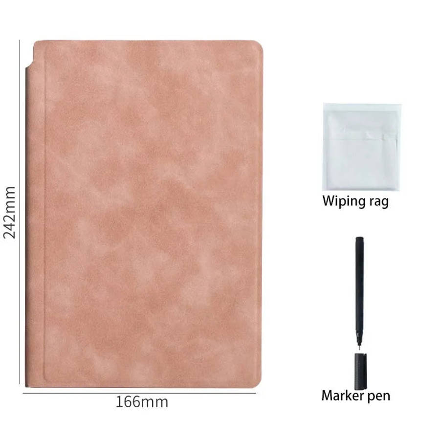 Reusable PU Leather Whiteboard Notebook/Pink