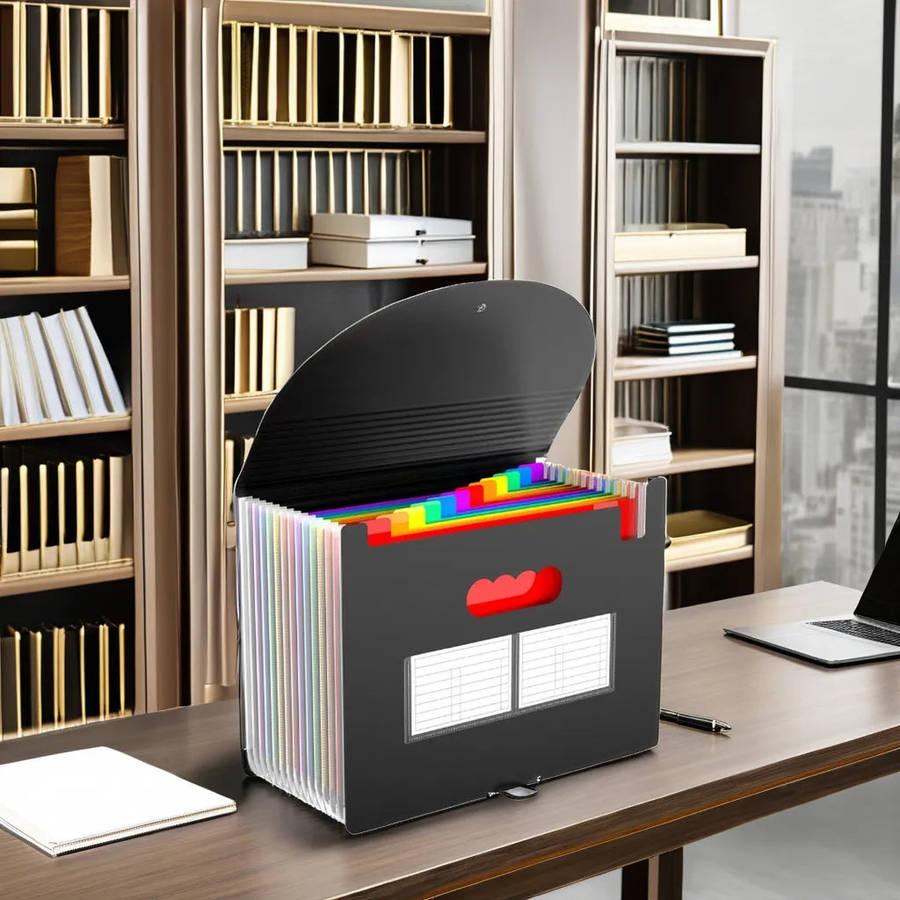 A4 Accordion Expandable Document Folder - 12 Color Coded Slots