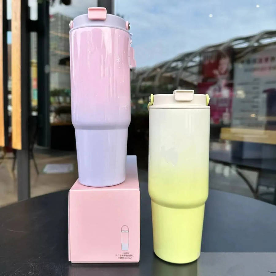 Color Flow 0.8L Double Wall Flask-Blue Yellow