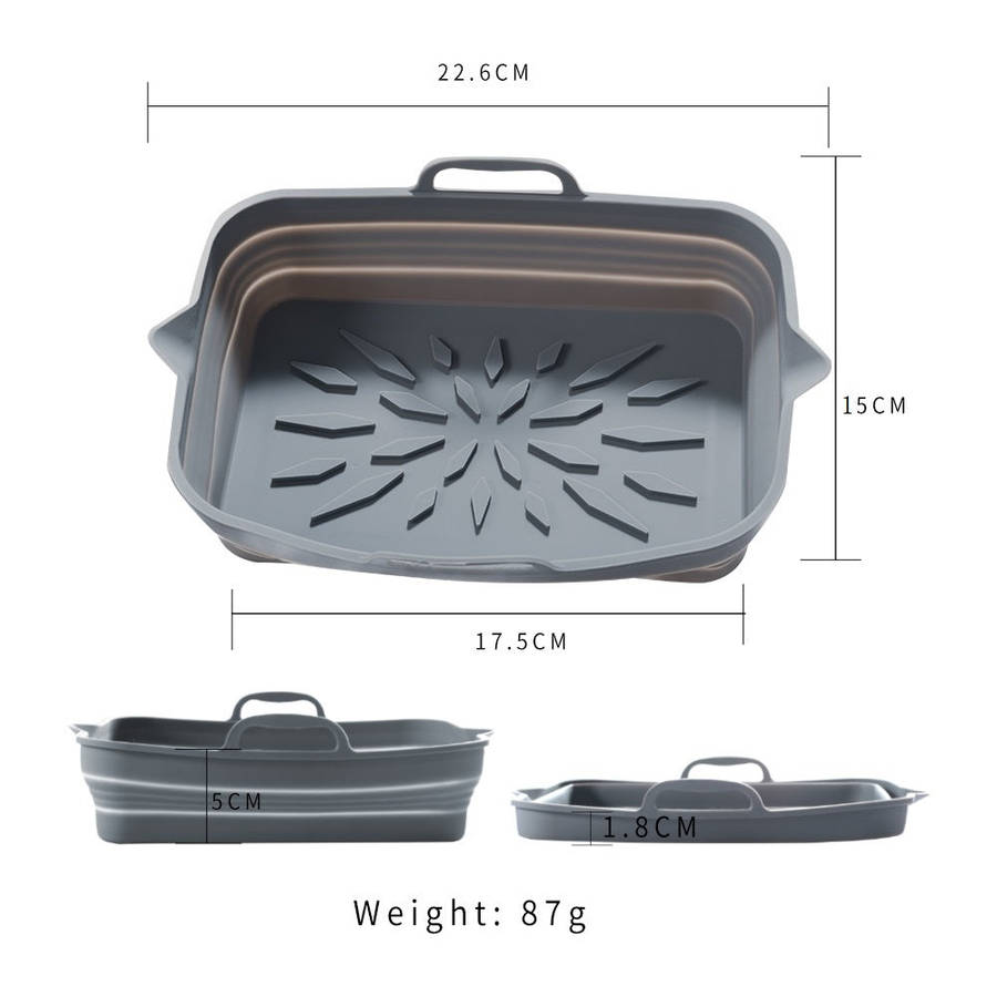 Rectangular Foldable Silicone Tray-Grey