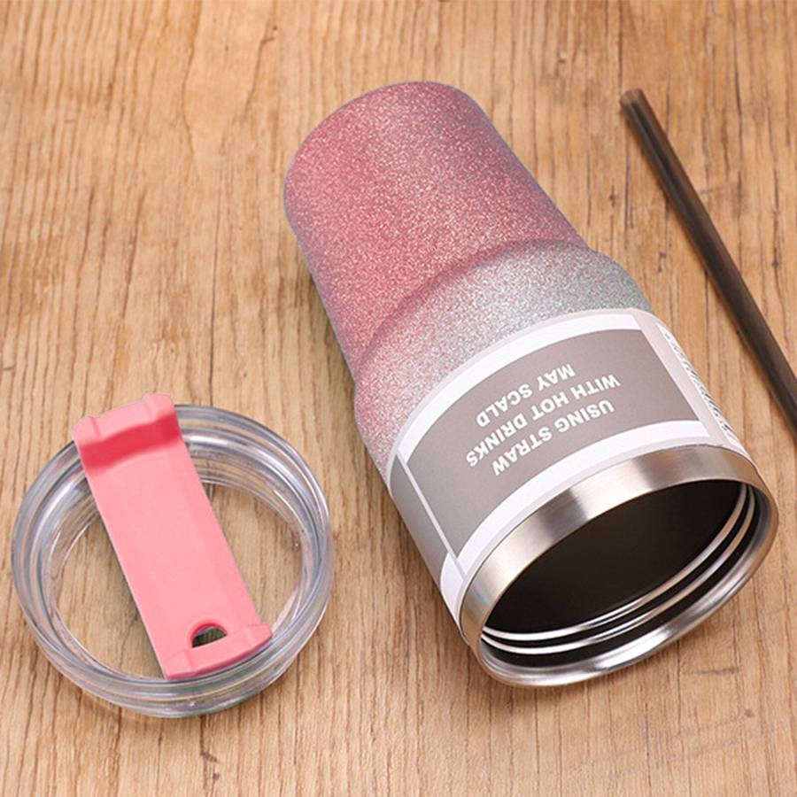620ml Stainless Steel Glitter Insulated Bottle - Pink
