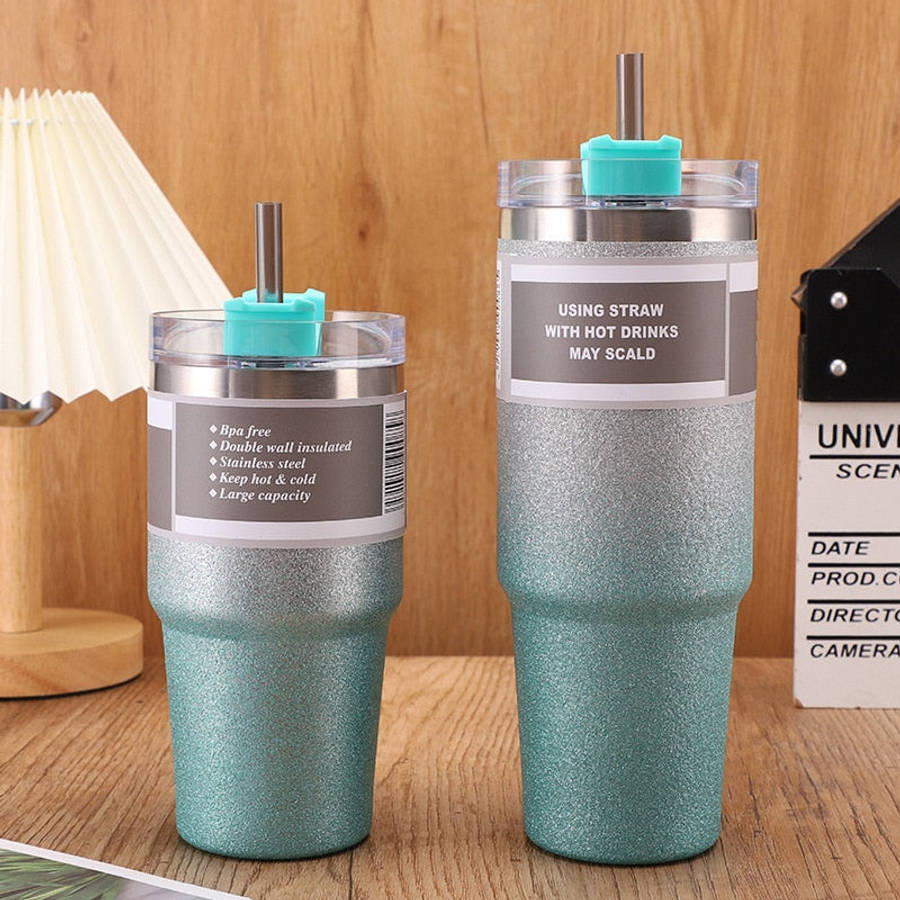 620ml Stainless Steel Glitter Insulated Bottle - Pink