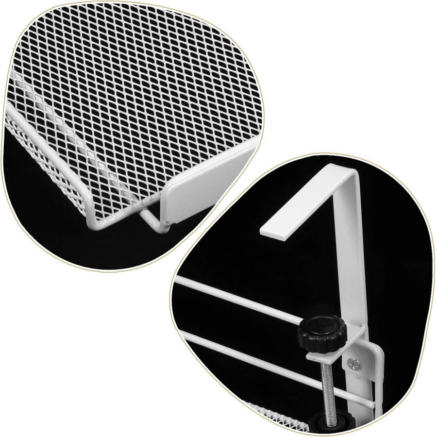 Clamp-on Under Desk Storage Basket - White