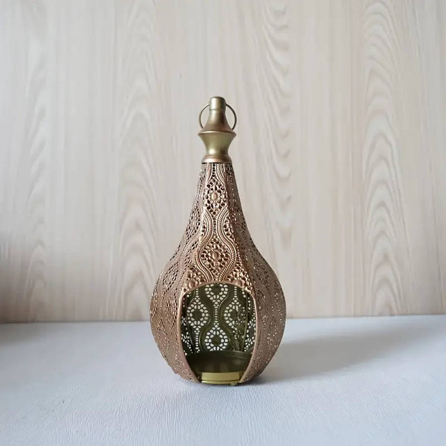 KasbahGlow Moroccan Metal Lantern Candle Holder-Silver