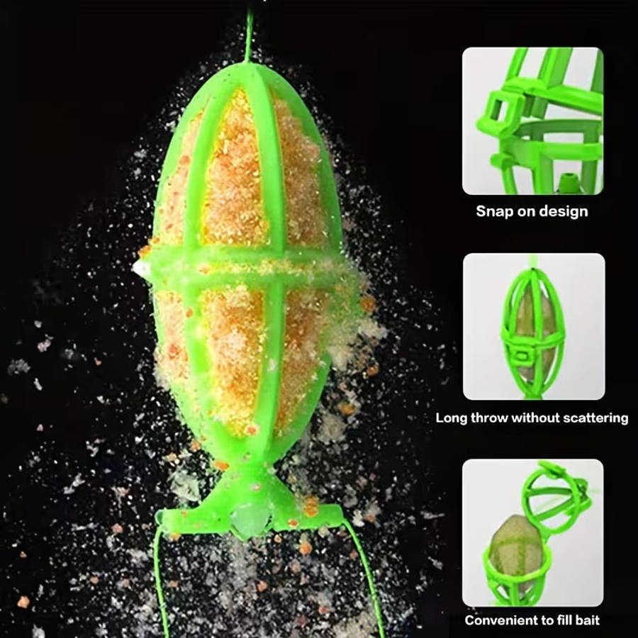 Fishing Bait Atomizer Cage Feeder Set  4-Pack with Dual Hooks