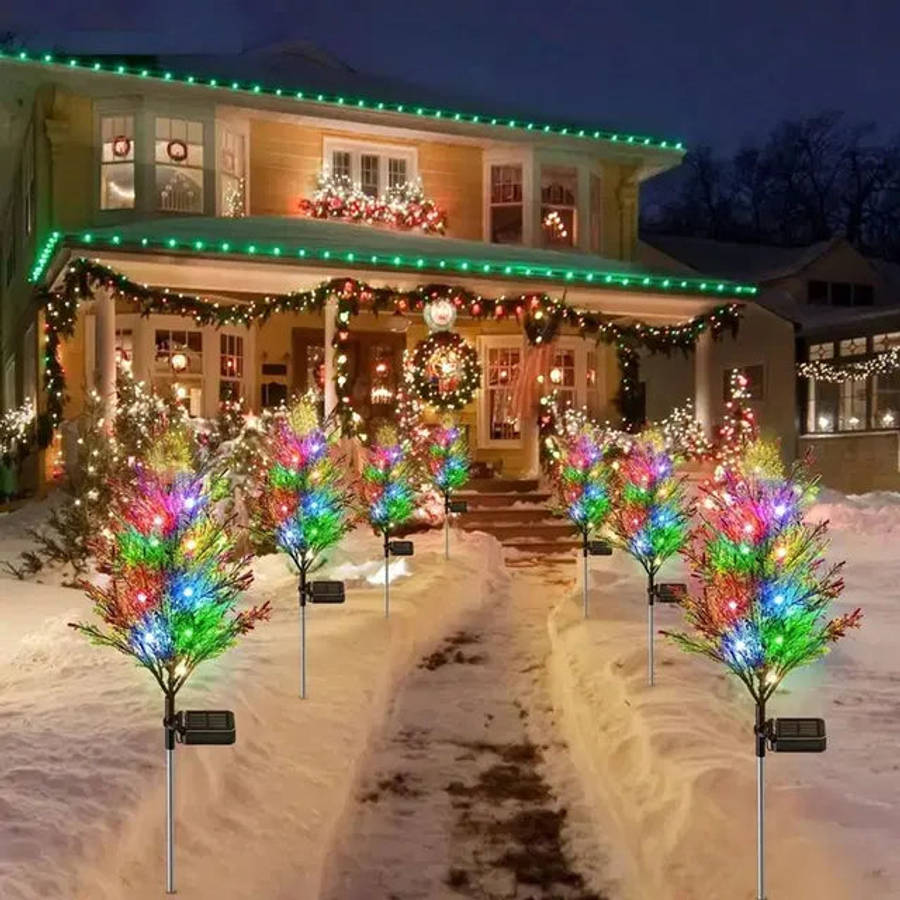 2 pack SolarGlow LED Christmas Tree Lawn Light  Waterproof, Colorful, Auto-On