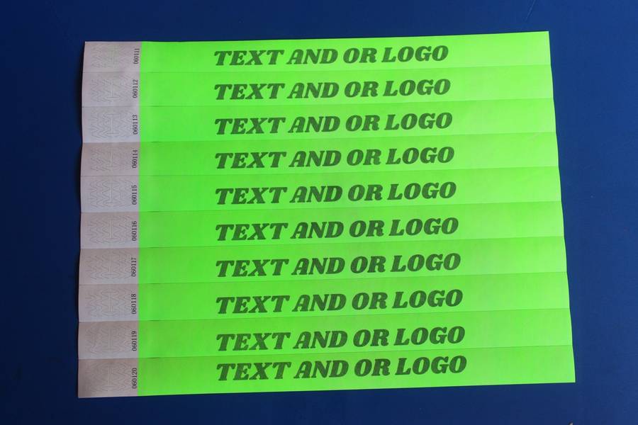 Tyvek Wristbands for Events Printed (Custom Branded) in Black