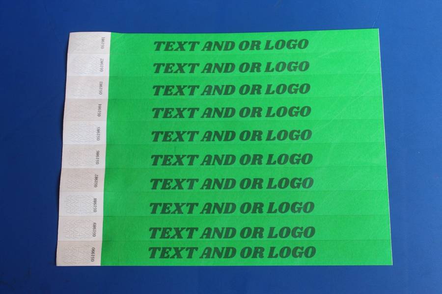 Tyvek Wristbands for Events Printed (Custom Branded) in Black
