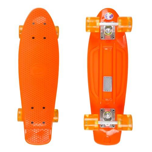 Retro Plastic Skateboard with LED Wheels - Orange