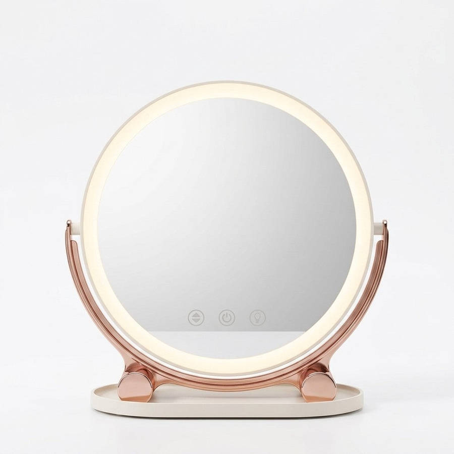 Rotatable Vanity Mirror with LED Lights  3 Color Modes, Stepless Dimming, USB-C Rechargeable