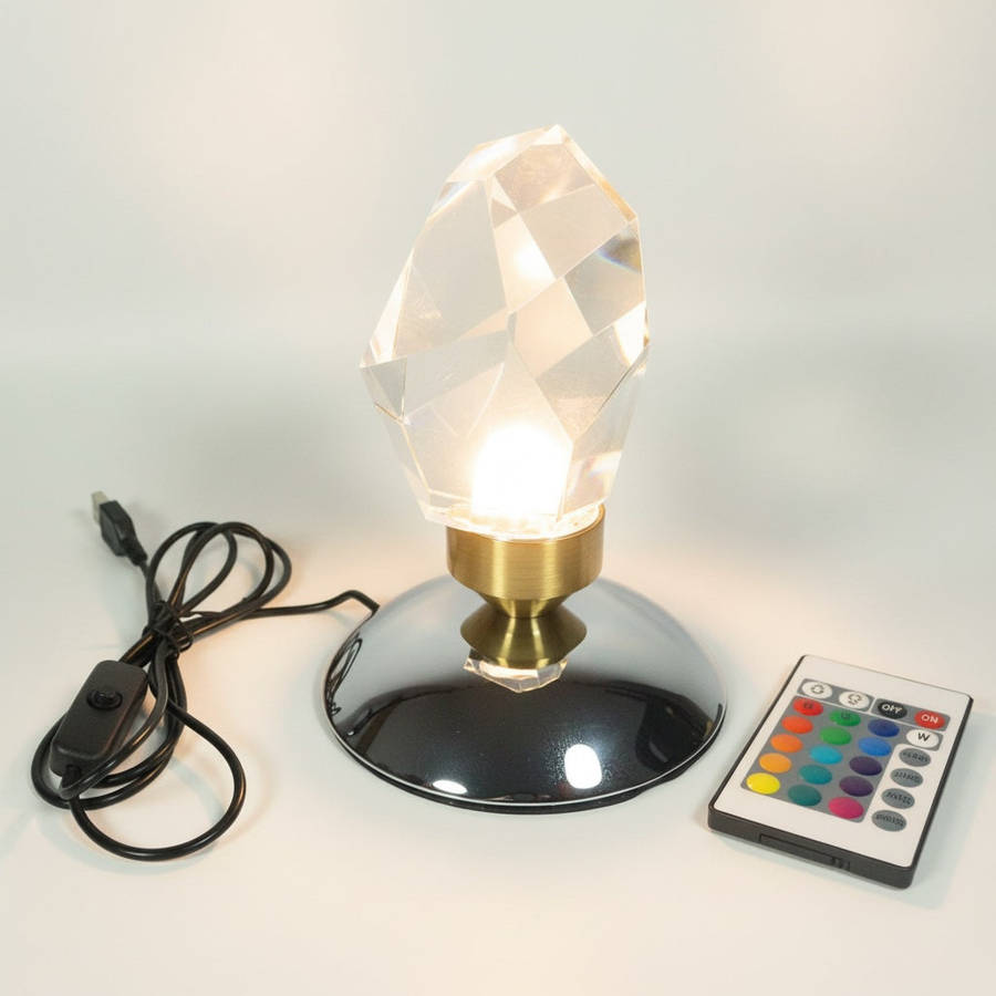 LED RGB Diamond Crystal Desk Lamp - 16 Color Remote Control USB Night Light