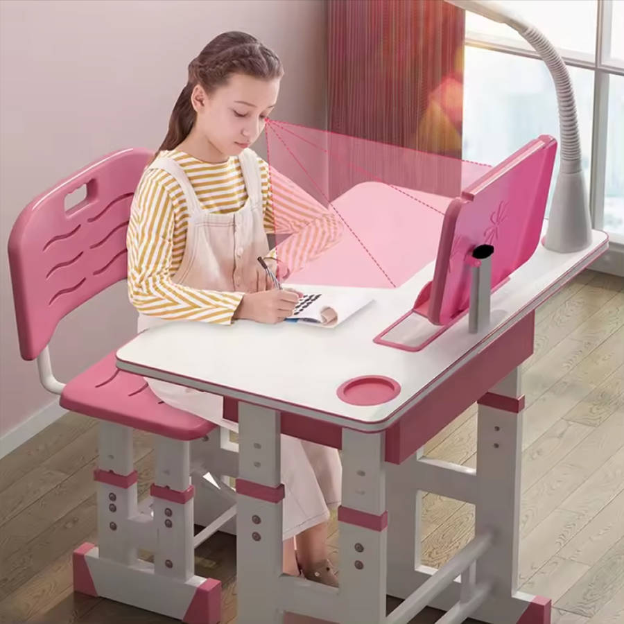 Children Height Adjustable Ergonomic Study Writing Desk With Chair CT-01 PINK