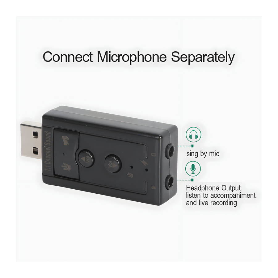 7.1 Channels USB Sound Adapter Card With Volume Control