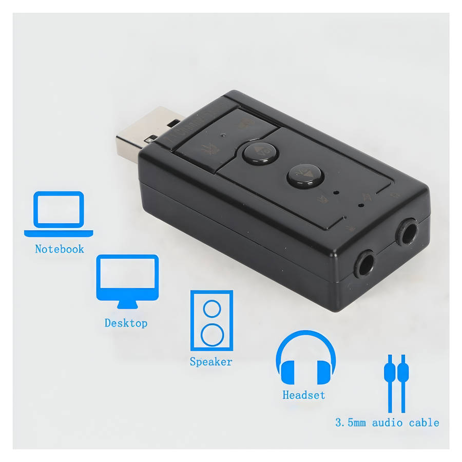 7.1 Channels USB Sound Adapter Card With Volume Control