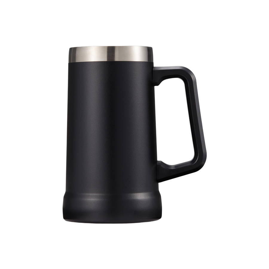 750ml Double Layer Vacuum Stainless Steel Beer Mug with Handle AO-78105 BLACK
