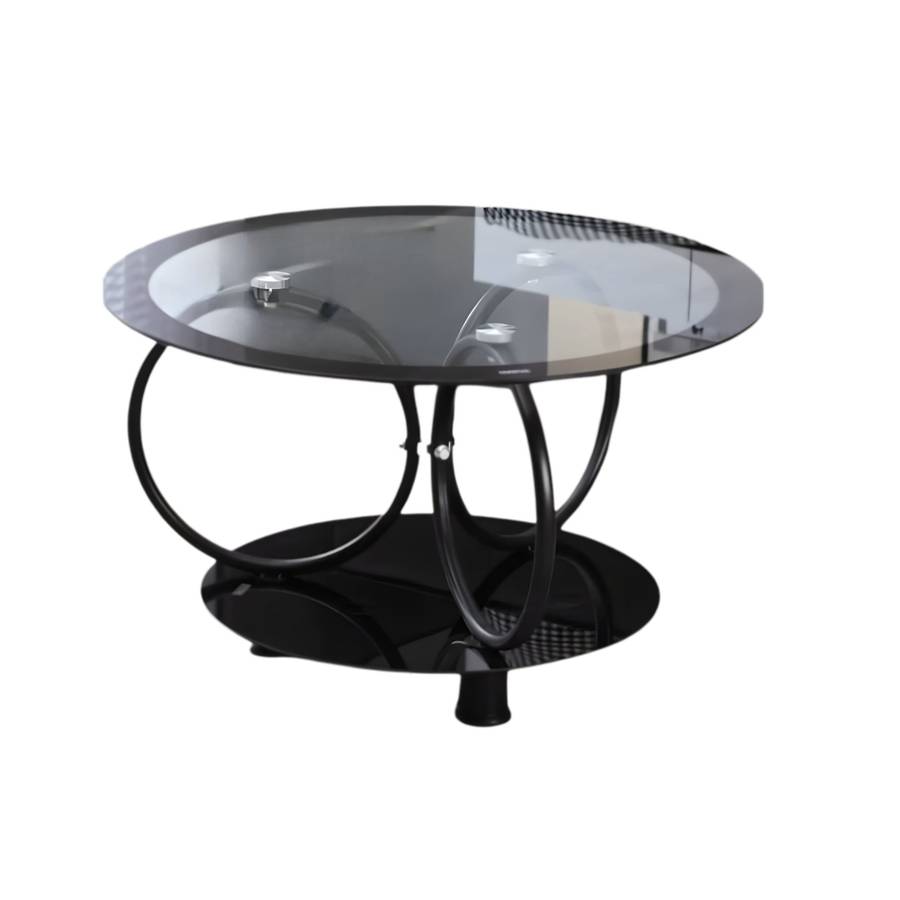 Aesthetic Round Shaped Glass Top Coffee Table with Unique Metal Frame CT-11 BLACK