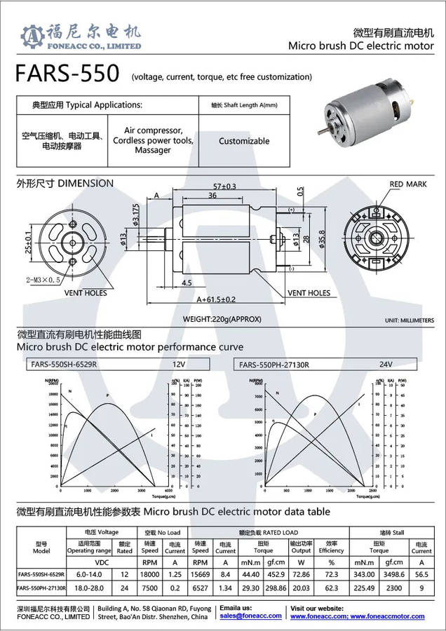 RS550 DC Motor datasheet