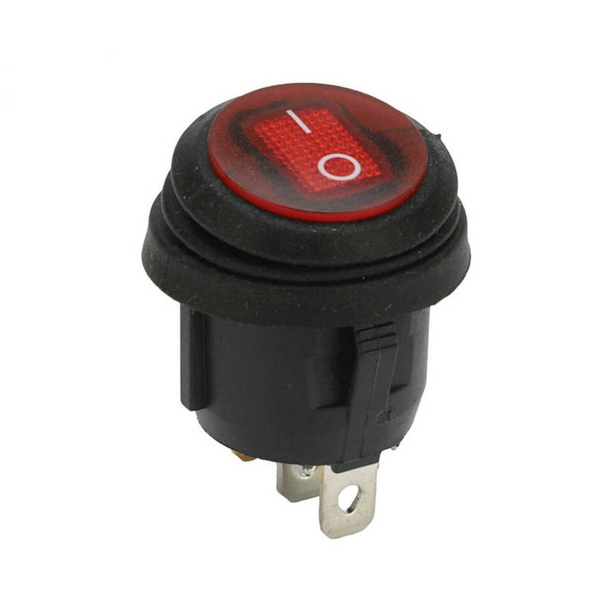 Waterproof Round Rocker Switch with red light