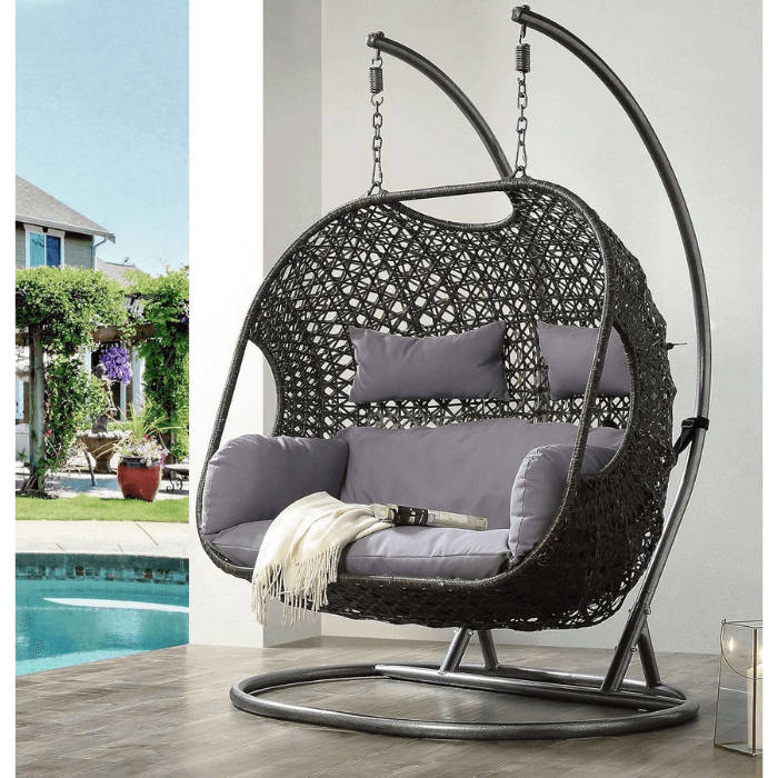 DHHU Double Swing Egg Chair Set (ONLY BROWN COLOR AVAILABLE)