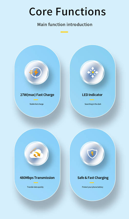 Essager USB-C to Lightning cable For IPhone 27W Fast Charging 2 Meters Cable