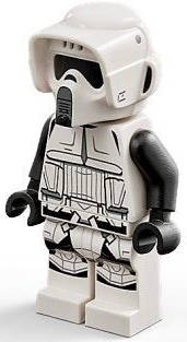 Imperial Scout Trooper - Female, Dual Molded Helmet, Reddish Brown Head, Open Mouth Smirk Lego mi...