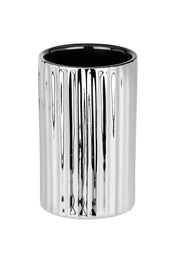 Wenko Toothbrush Tumbler Polaris Range Silver Riff Ceramic