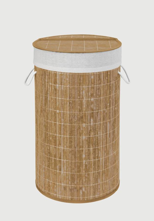 Wenko Laundry Basket 55 L Bamboo With Bag