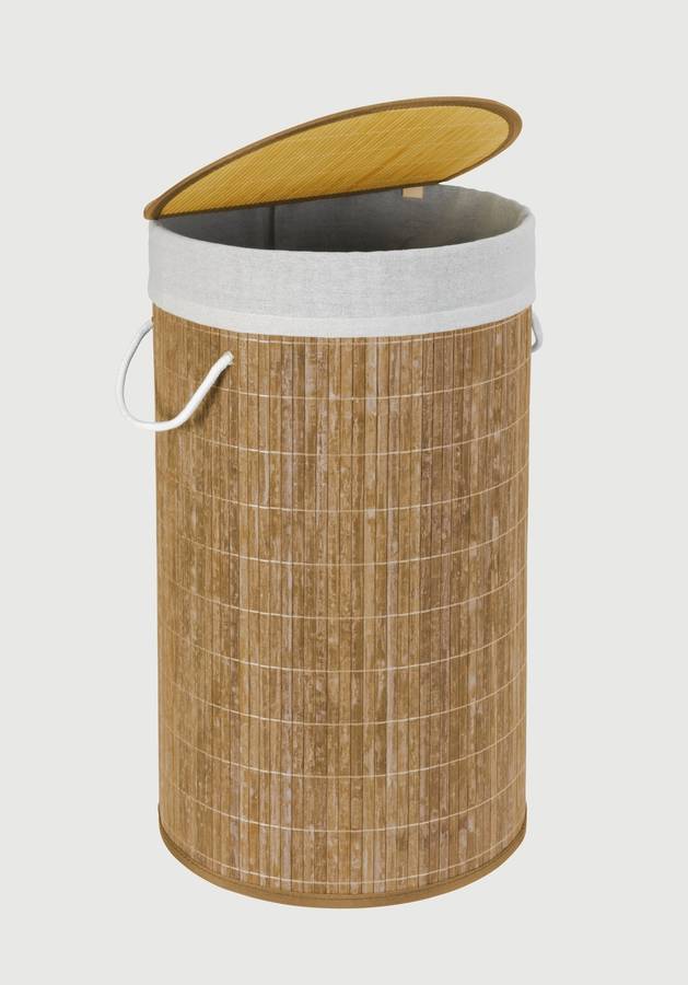 Wenko Laundry Basket 55 L Bamboo With Bag