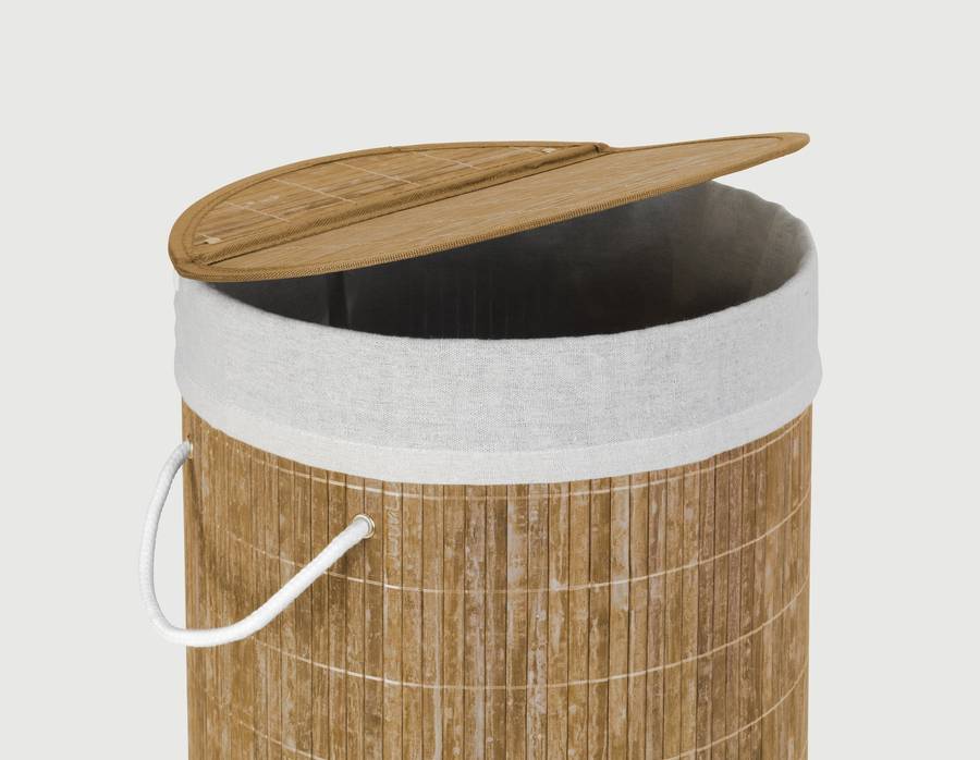 Wenko Laundry Basket 55 L Bamboo With Bag