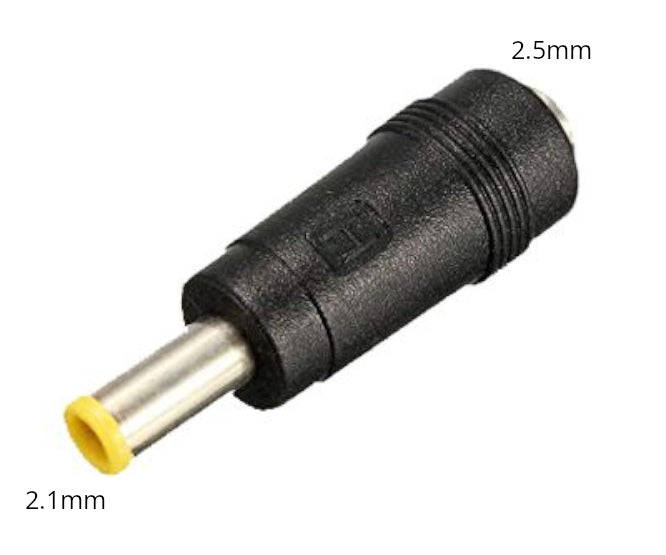 Adapter Dc Power 2.1 Plug To 2.5mm Socket Yellow Ring 180754 Yl