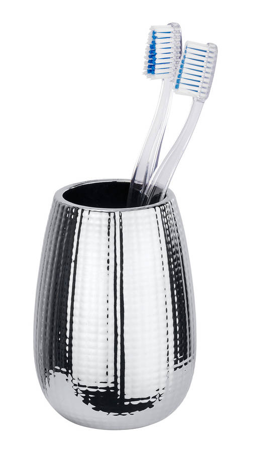 Wenko Toothbrush Tumbler Dakar Range Ceramic Silver
