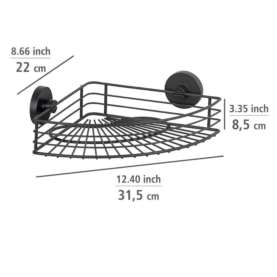 Wenko Vacuum Locâ® Corner Shelf Bari Black Wall Shelf No Drilling