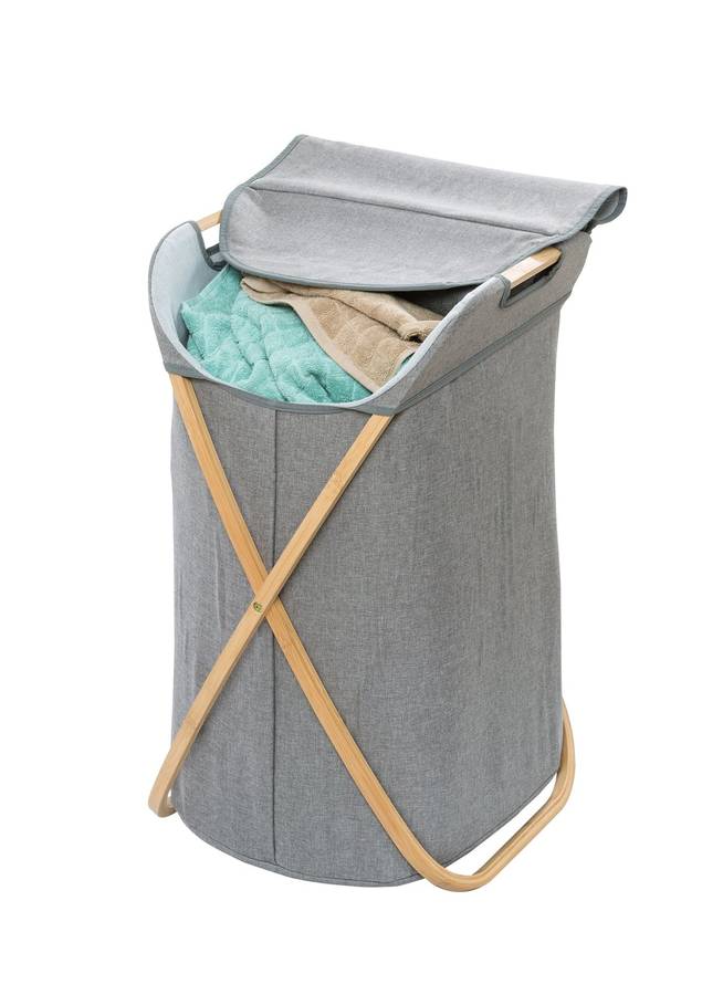 Wenko Laundry Basket 79 L Bahari Bamboo Grey