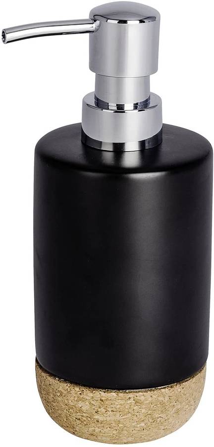 Soap Dispenser Black Ceramic & Cork