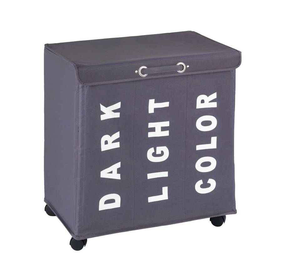 Wenko Laundry Basket 116 L 3 Compartment Trivo Grey