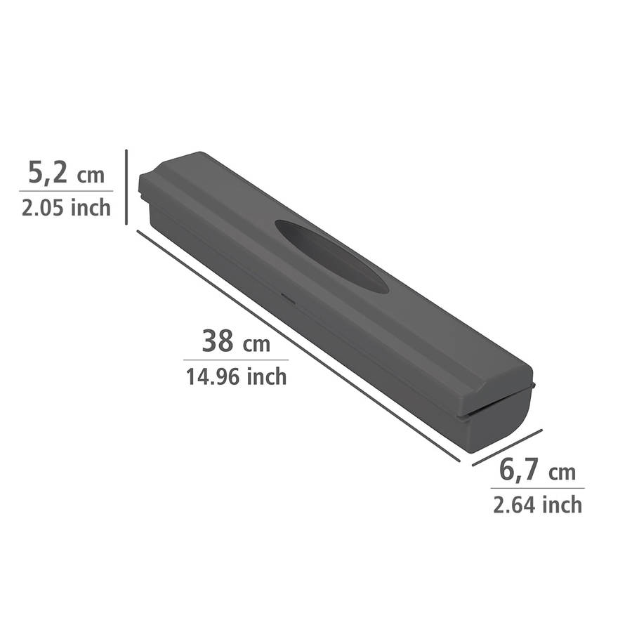 Wenko Foil / Cling Wrap Dispenser Cutter 1 Click Charcoal