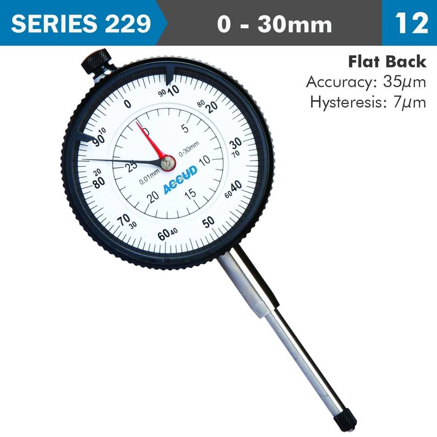 Accud Dial Indicator Flat Back 30 Mm