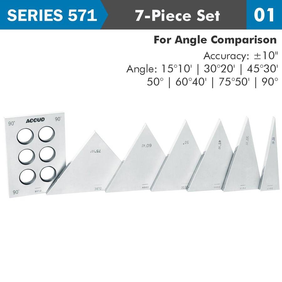Accud Angle Gauge Block Set 7 Pc Triangle 15 90 Deg