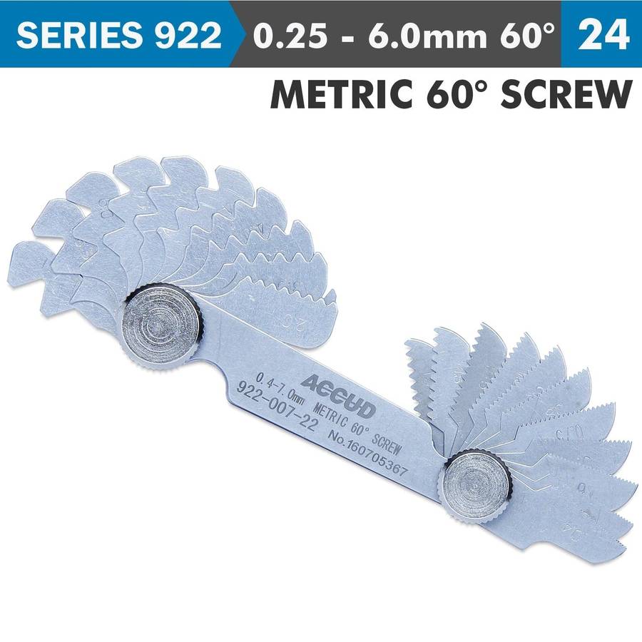 Accud Pitch Gauge 0.25 6 Mm 24 Leaves Metric 60 Deg. Screw 0.07 Mm Acc.