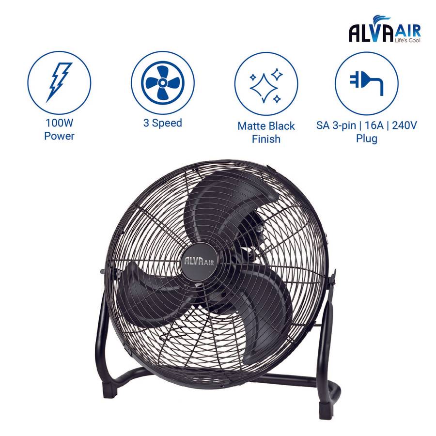 40cm Floor Fan High Velocity (Matte Black)