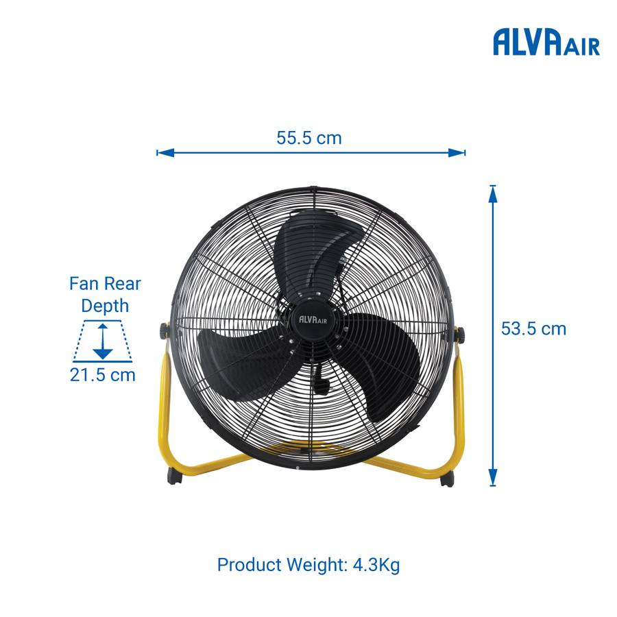 Alva 45cm Floor Fan High Velocity (Matt Black)