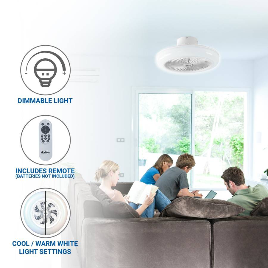 Alva 50cm Led Light / Ceiling Fan W Remote (White)