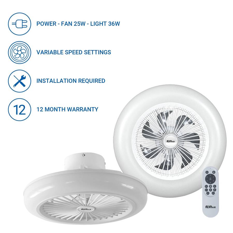 Alva 50cm Led Light / Ceiling Fan W Remote (White)