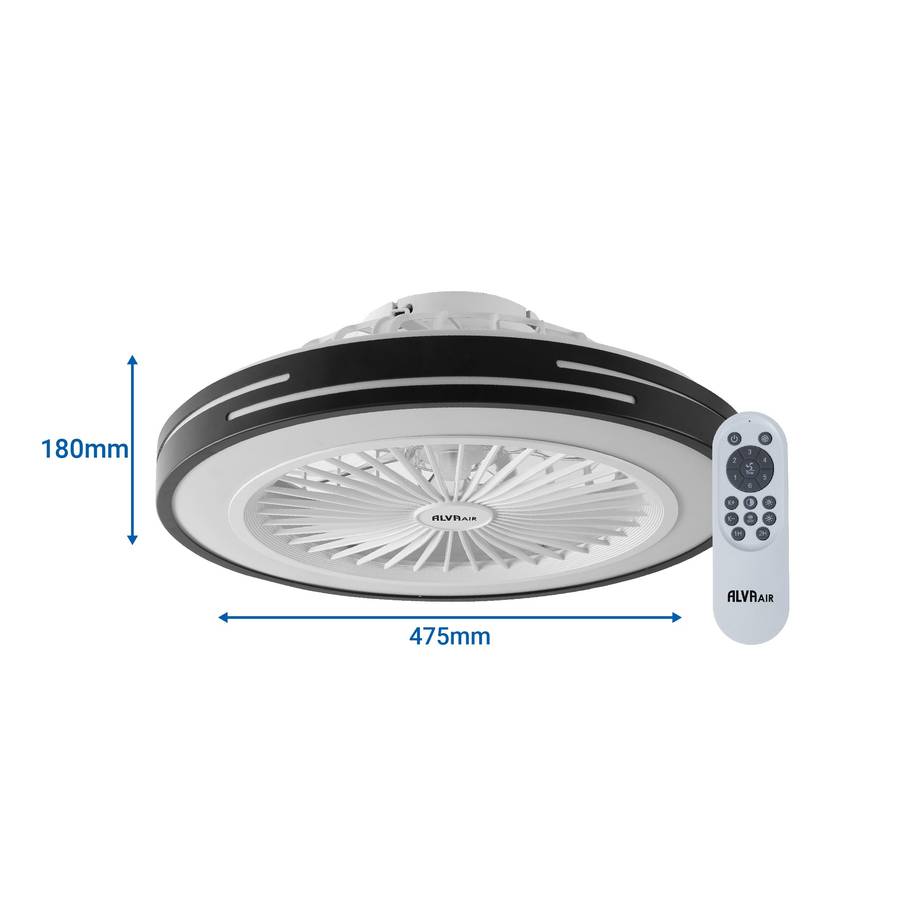 Alva 50cm Led Light / Ceiling Fan W Remote (Black)