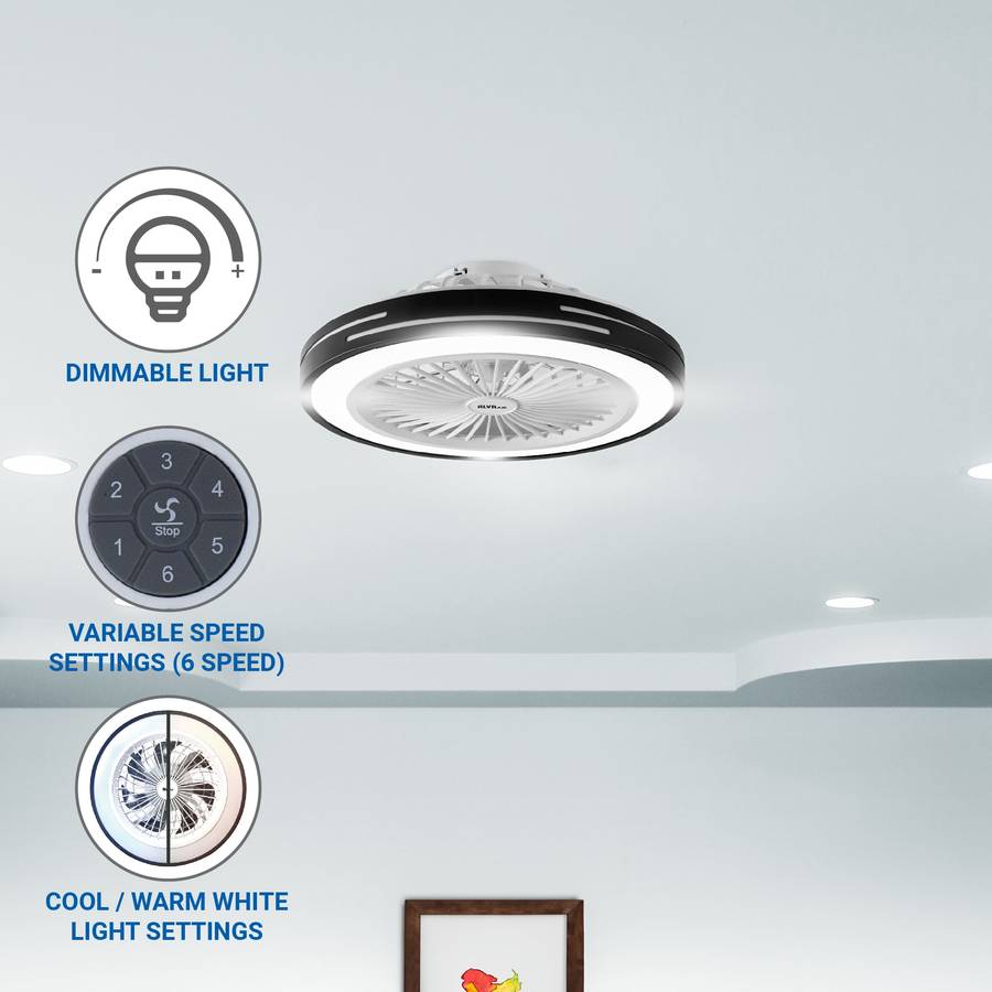 Alva 50cm Led Light / Ceiling Fan W Remote (Black)